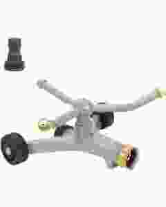 DIVINE TREE Metal 3 Arms 360 Degree Automatic Rotating Lawn Sprinkler with Wheeled Base for Outdoor Lawn and Garden,Yard