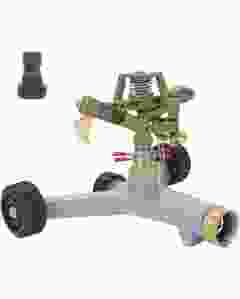 DIVINE TREE Metal Pulsating Sprinkler with Wheeled Base, Adjustable Zinc Impact Sprinkler with Quick Connect Adapter for Yard, Lawns, Garden