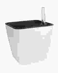 White Self Watering Planter Flower Pot 13 x 13 x 13 Cm