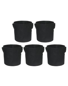 Divine Tree Fabric Grow Bags for Terrace Gardening, 10 Inch, 300 GSM, Set of 5 - Black