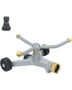 DIVINE TREE Metal 3 Arms 360 Degree Automatic Rotating Lawn Sprinkler with Wheeled Base for Outdoor Lawn and Garden,Yard