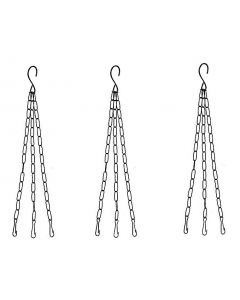 Metal Chain with Hook for Hanging Basket,Bird Feeder Hanging Pots (Black,Pack of 3)