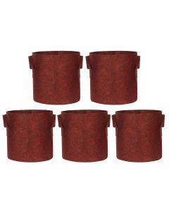Divine Tree Fabric Grow Bags for Terrace Gardening, 10 Inch, 350 GSM, Set of 5 - Red