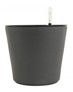 Matte Black Self Watering Flower Pot with Water Level Indicator (18 X 16 cm)