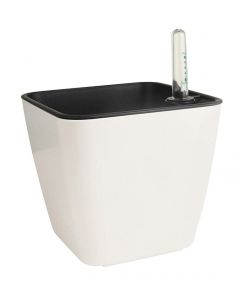 White Self Watering Planter Flower Pot 13 x 13 x 13 Cm